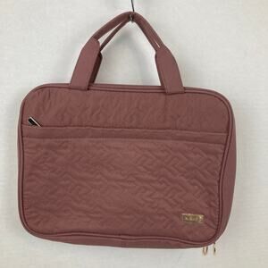 Nishel Toiletries Bag Dusty Pink Quilted Fabric Hanging Travel Essentials Beauty